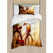 Bike in Sepia Tones Rural Duvet Cover Set
