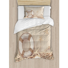 Life Buoy Wooden Sepia Duvet Cover Set