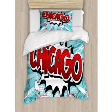 Pop Art Comic Book Chicago Duvet Cover Set