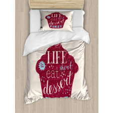 Sketchy Cherry Top Cupcake Duvet Cover Set