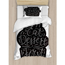 Monochrome Cupcake Doodle Duvet Cover Set