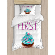 Dessert Cupcake Doodle Duvet Cover Set