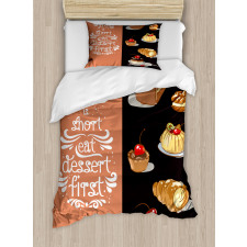 Art Doodle of Tasty Desserts Duvet Cover Set