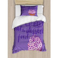 Eat Dessert Vibrant Cupcake Duvet Cover Set