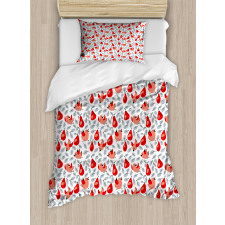 Leaves Happy Birds and Pears Duvet Cover Set