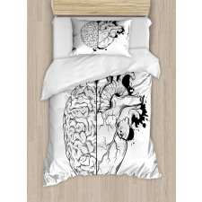 Human Heart and Brain Art Duvet Cover Set
