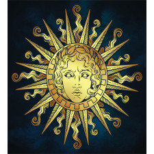 Sun with Antique Woman Face Duvet Cover Set