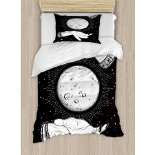 Moon in Fortune Teller Hands Duvet Cover Set