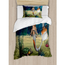 Mermaid Turtle Ocean Duvet Cover Set