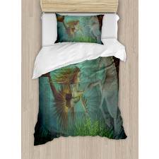 Mermaid with Seahorse Duvet Cover Set