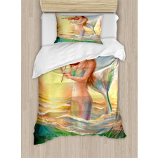 Mermaid Playing Violin Duvet Cover Set