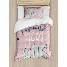 I Need Your Hug in Pastel Tone Duvet Cover Set