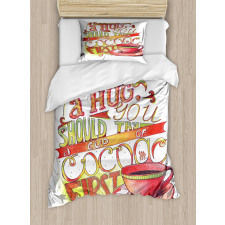 Retro Words About Love to Cocoa Duvet Cover Set