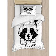 Raccoon with Hug Me Words Duvet Cover Set