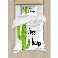 Cactus with Free Hug Words Duvet Cover Set