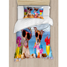 Tropic Summer Dog Friends Duvet Cover Set