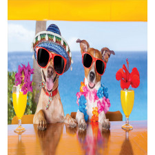 Tropic Summer Dog Friends Duvet Cover Set