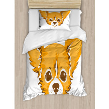 Simplistic Cartoon of Dog Duvet Cover Set