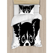 Monochrome Puppy Head Duvet Cover Set