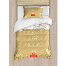 Cartoon Crab I Love Summer Duvet Cover Set