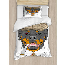 Dog in a Cap and Tie Duvet Cover Set