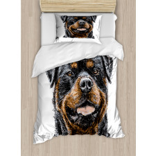 Hand Drawn Image of Dog Duvet Cover Set