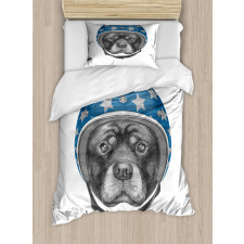 Dog in a Hard Hat Sketch Duvet Cover Set