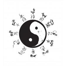 Yin and Yang Tao and Motifs Duvet Cover Set