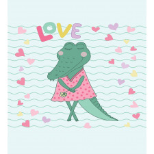 Female Crocodile with Love Duvet Cover Set