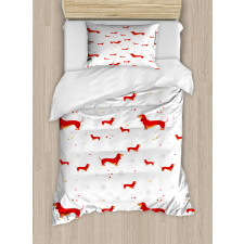 Dog with Hearts and Dots Duvet Cover Set