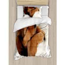 Puppy Sleeping in Its Bed Duvet Cover Set