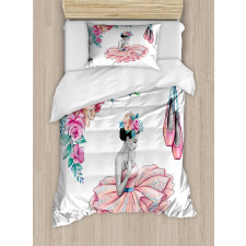 Dancer Girl in Flowers Duvet Cover Set