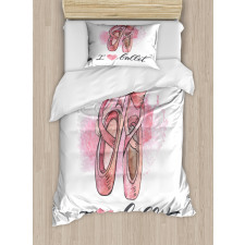 I Love Ballet Typography Duvet Cover Set