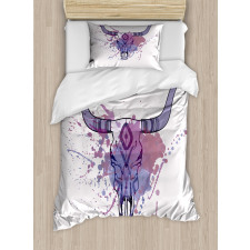 Bull Skull with Splashes Duvet Cover Set