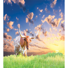 Female Cow in Pasture Sky Duvet Cover Set