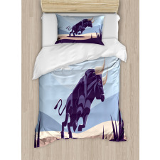 Strong Bull Nature in Doodle Duvet Cover Set