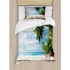 Sandy Tropic Ocean Beach Pier Duvet Cover Set