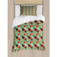 Hibiscus Parrot and Toucan Duvet Cover Set