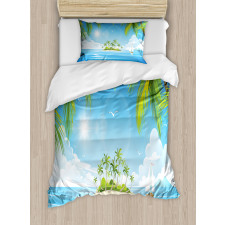 Cartoon of Tropical Island Duvet Cover Set