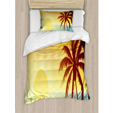 Tropical Sunset with Ombre Sky Duvet Cover Set