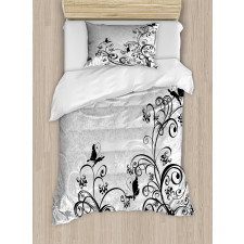 Floral and Grunge Duvet Cover Set