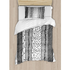 Hand Drawn Uneven Lines Duvet Cover Set