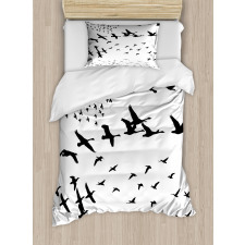 Monochrome Flying Birds Duvet Cover Set