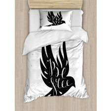 Be Free Text on Flying Bird Duvet Cover Set