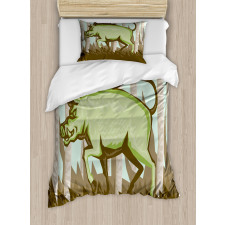 Vintage Pig Boar in Woods Duvet Cover Set