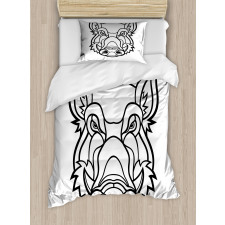 Uncolored Wild BoarHead Duvet Cover Set