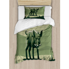 Abstract Wild Boar Pig Duvet Cover Set