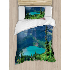 Grinnell Lake and Mountains Duvet Cover Set