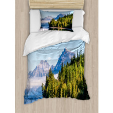 Forest with Misty Mountains Duvet Cover Set