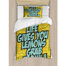 Retro Design Funny Words Duvet Cover Set